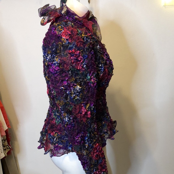 Farinae Collections 2pc Purple Multicolor Chic Textured Jacket 10* - Picture 11 of 17